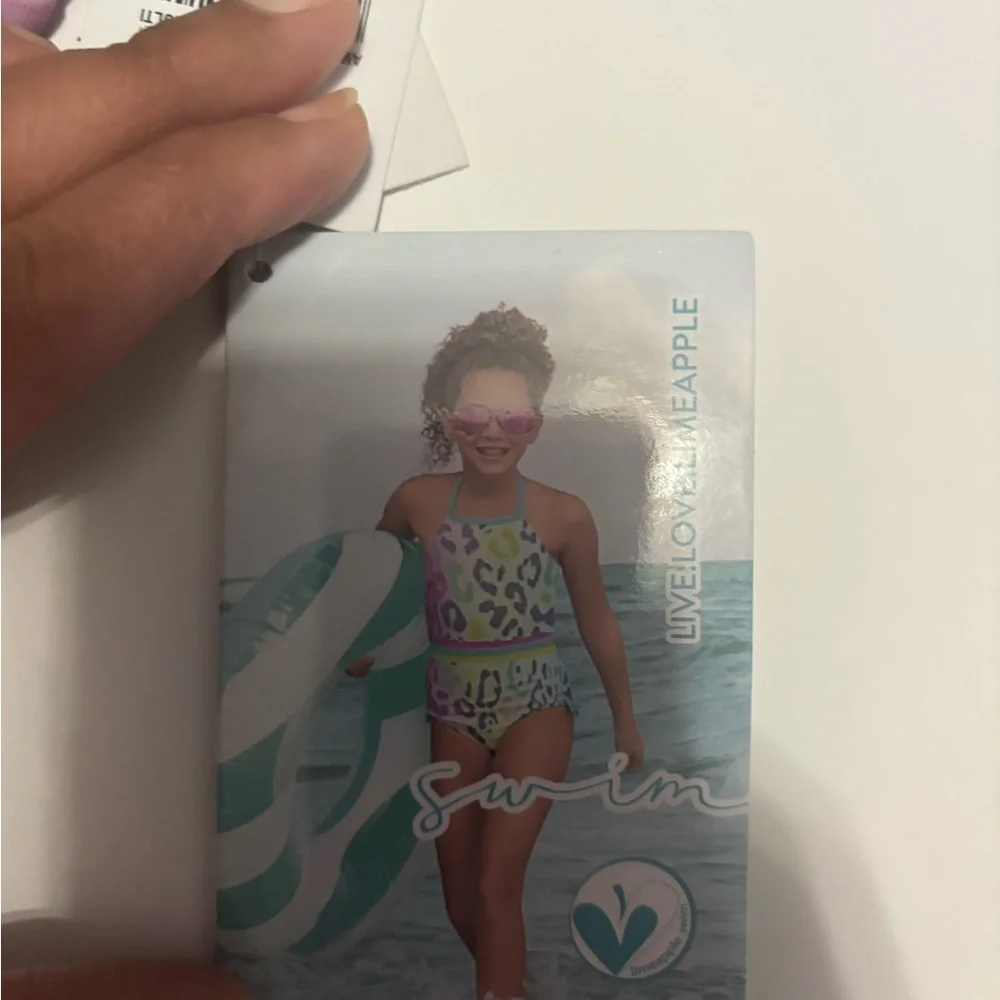 Limeapple Pastel Leopard Kids One Piece Swimsuit Size 7,8,10